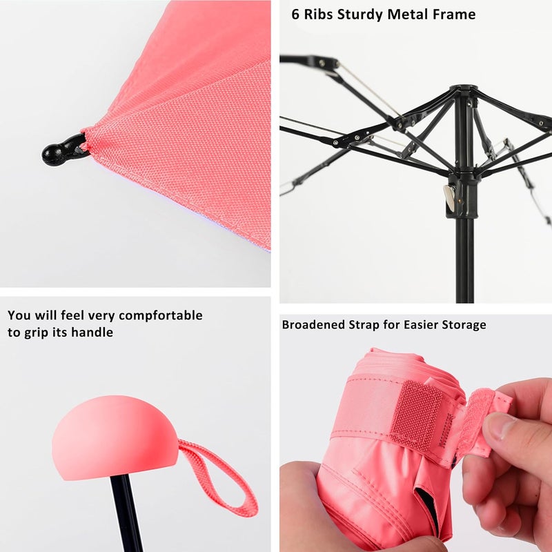 BAODINI Travel Essentials Mini Umbrella for Purse With Case Small Compact UV Sun Protection Lightweight Tiny Pocket Manual Open Close Umbrella for Women Kids and Men Fits Purse Backpack - Image 5